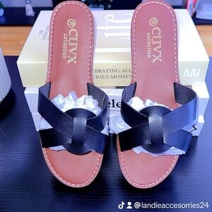 Black Cross-Strap Sandals